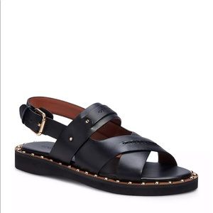Coach Gemma Studded Crossover Leather Sandals